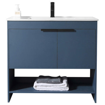 Phoenix Bath Vanity With Ceramic Sink Full assembly Required, Navy Blue, 36"