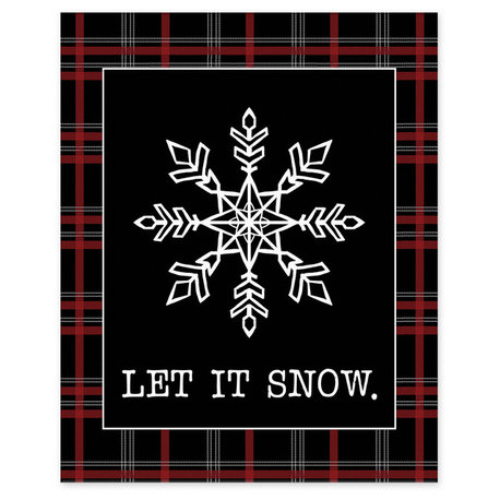 Let it Snow Farmhouse Plaid 8"x10" Easelback Canvas