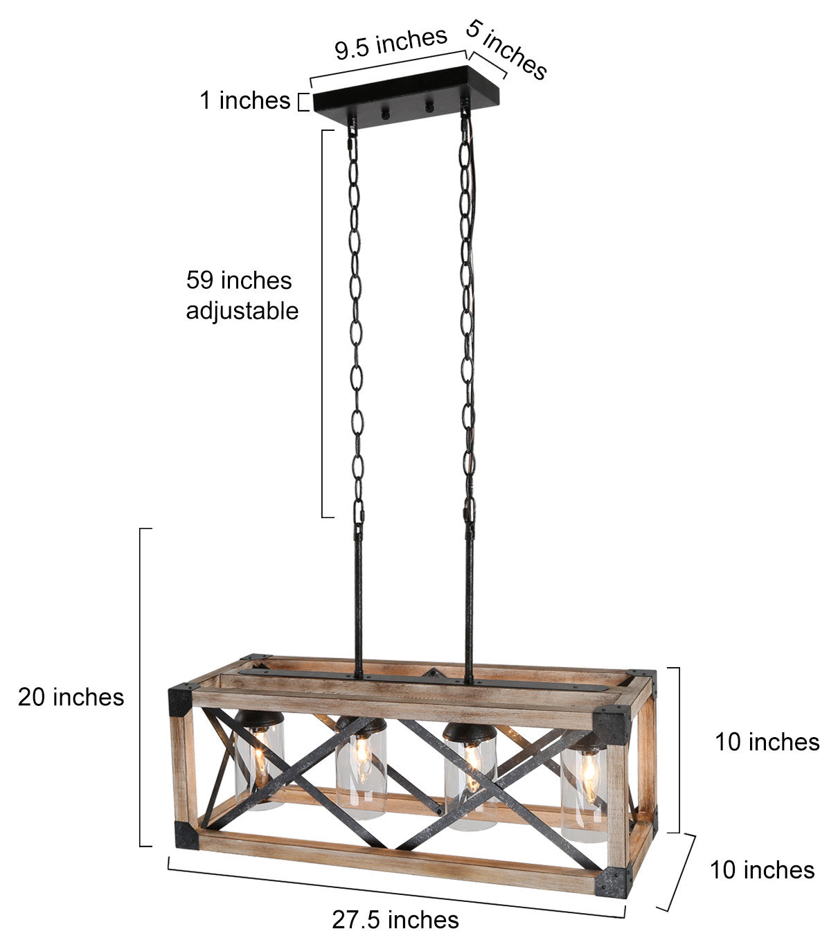 4-Light Geometric Kitchen Island Pendant Lighting