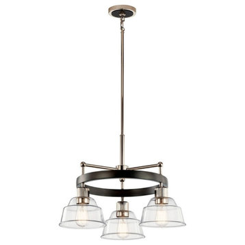 3 Light Small Chandelier In Vintage Industrial Style-17.25 Inches Tall and
