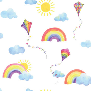 Rainbows and Flying Kites, Over the Rainbow Collection, White
