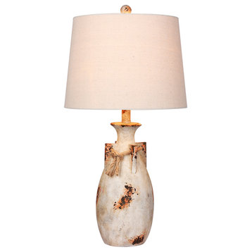 Jug With Rope Resin Table Lamp, In Antique Natural, 27.5"
