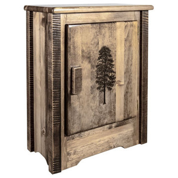 Montana Woodworks Homestead Wood Accent Cabinet with Pine Design in Brown