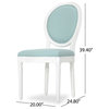 Jerome French Country Dining Chairs, Set of 4, Light Blue/White, Fabric, Rubberwood