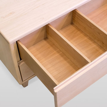 Scandinavian-Inspired Handcrafted Large Bedside Table with Two Drawers
