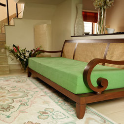 Metaphor | Balinese Style Daybed with Cane Backrest in Solid Teak Wood - Daybeds