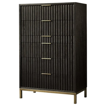 Bowery Hill 6-Drawer Solid/Mahogany Wood Chest in Transparent Black