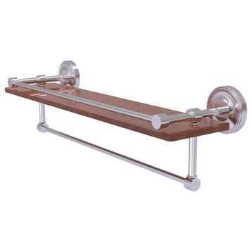 Prestige Regal 22" Wood Shelf with Gallery Rail and Towel Bar, Satin Chrome