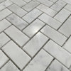 Carrara Marble Herringbone Mosaic Venato Carrera Tile Polished 1x2, 1 sheet