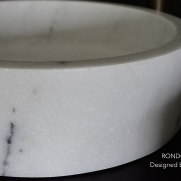 16" ROUND WHITE MARBLE BATHROOM STONE VESSEL SINK - RONDO WHITE