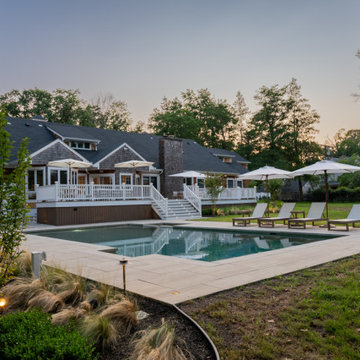 Rumson NJ: Inground Pool, Deck, Outdoor Kitchen, Outdoor Shower, Landscape, Shed
