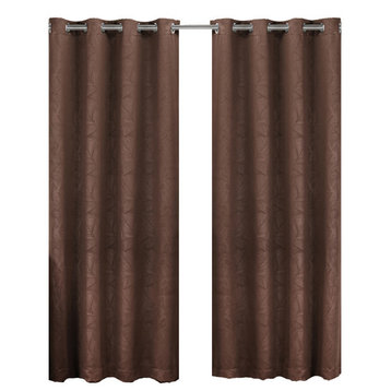 Prairie Blackout Weave Embossed Grommet Curtain, Chocolate, 104"x96", Set of 2