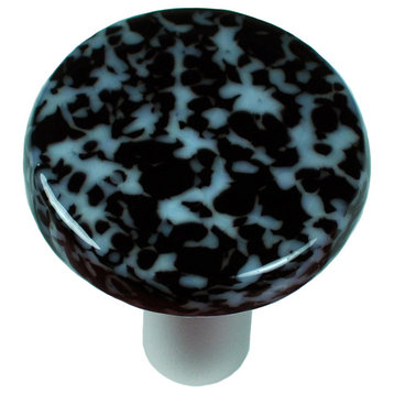 Art Glass Round Granite Knob, Alum Post, Granite, Black & White