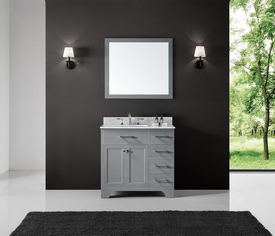 36" Single Sink Bathroom Vanity With Carrara Marble Top - Transitional ...