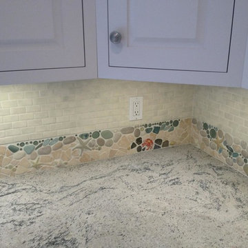 Backsplash Border with White Cabinets in Cape Cod
