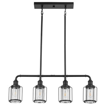 Prominence Home Lincoln Woods Industrial Linear Pendant Light, Matte Black