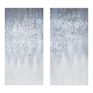 Madison Park Winter Glaze Heavily Embellished 2-Piece Canvas Wall Art Set -  Contemporary - Prints And Posters - by HedgeApple