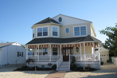 Example of a beach style exterior home design in New York
