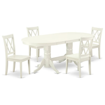 East West Furniture Vancouver 5-piece Wood Dining Table and Chair Set in White