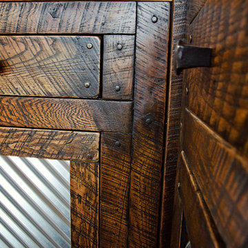 Glass House Scrub Oak and Galvanized Metal Cabinetry