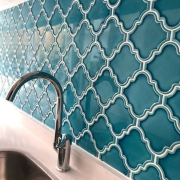 Ottoman Flat Arabesque Turquoise Tile Ceramic
