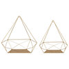 Prouve Decorative Geometric Metal Shelves, Gold 2 Piece
