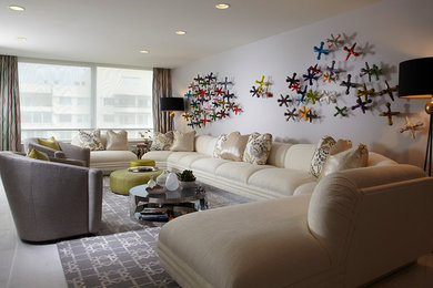 Example of a trendy living room design in Miami