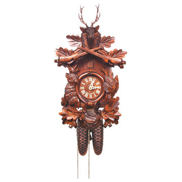Deer Head Engstler Cuckoo Clock- Carved With 8-Day Weight Driven Movement