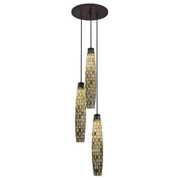 24 Wide Checkers 3 Light Cascading Pendant