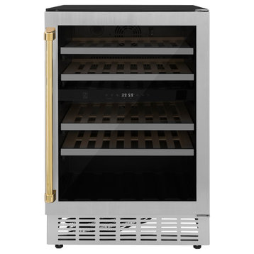 ZLINE 24 In. Wine Cooler, Stainless Steel With Gold, RWVZ-UD-24-G