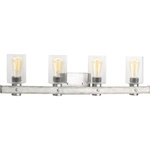 Progress Lighting - Gulliver 4-Light Bath - Dual toned frame color combinations of Galvanized with antique white accents. A hand painted wood grained texture complements Rustic and Modern Farmhouse home d�cor, as well as Urban Industrial and Coastal interior settings. Uses (4) 60-watt medium bulbs (not included).