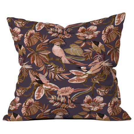 Deny Designs Marta Barragan Camarasa Pink Tropical Birds Outdoor Pillow, 16"