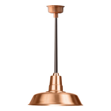 14" Oldage LED Pendant Light, Solid Copper With Mahogany Bronze Downrod