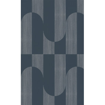Retro Funky Geometric Wallpaper, Blue, Double Roll