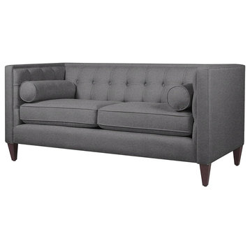 Retro Sofa, Hardwood Frame With Square Silhouette, Steeple Gray Polyester