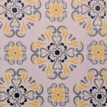 Soliel Yellow Gray Blackout Room Darkening Fabric Sample, 4"x4"