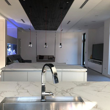 Snaidero WAY kitchen in Feather Grey Glass & Volcano Eucalyptus Melamine