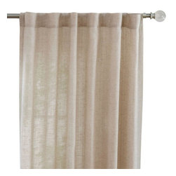 Semi-Opaque Taupe Faux Linen Polyester Back Tab Curtain - Curtains
