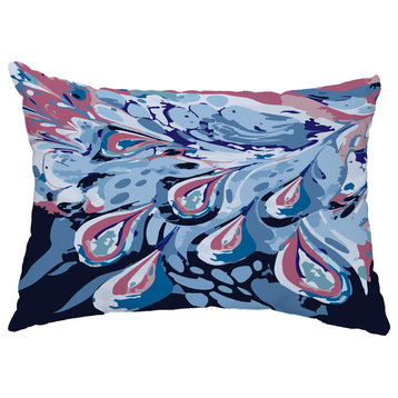 Boho Splash 14"x20" Decorative Abstract Outdoor Throw Pillow, Blue