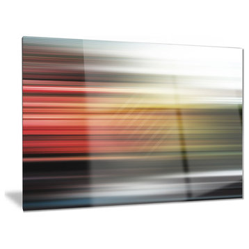 "Horizontal Lights" Contemporary Art Glossy Metal Wall Art, 40"x30"