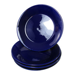 Le Souk Ceramique - Le Souk Ceramique Stoneware Side Plates, Set of 4, Black, Blue - Salad And Dessert Plates