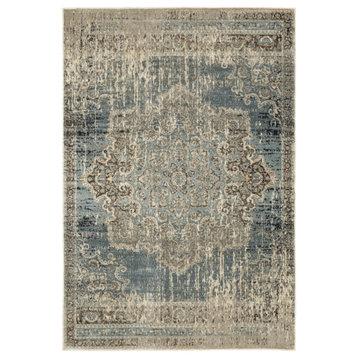2'X3' Blue And Ivory Medallion Scatter Rug