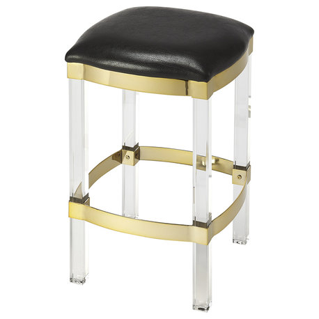 Butler Jordan Acrylic and Black Leather Counter Stool