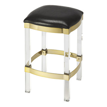 Butler Jordan Acrylic and Black Leather Counter Stool