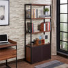 ACME Sara 3 Shelf Wooden Bookcase with 2 Doors in Walnut and Sandy Black