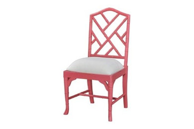 Custom Chinese Chippendale Dining Chair, Pink