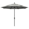 11' Matted Black Collar Tilt Lift Fiberglass Rib Aluminum Umbrella, Sunbrella, Granite