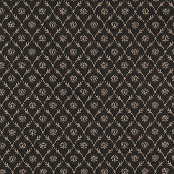 Black, Trellis Jacquard Woven Upholstery Fabric By The Yard