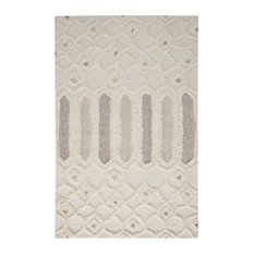 Feizy 8013FIVY Anica Hand Tufted Ivory / Taupe Area Rug - 4' X 6' Rectangle