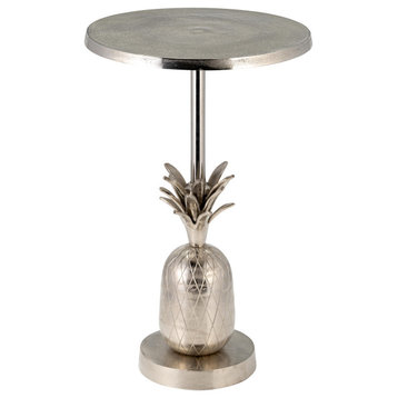 Metal, 15"D/24"H, Silver Pineapple Side Table, Kd